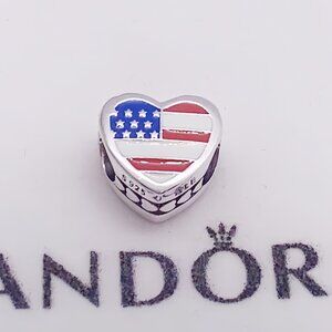 Pandora USA Country Heart Flag Charm Rhode Island Flag heart Charm Pendant
